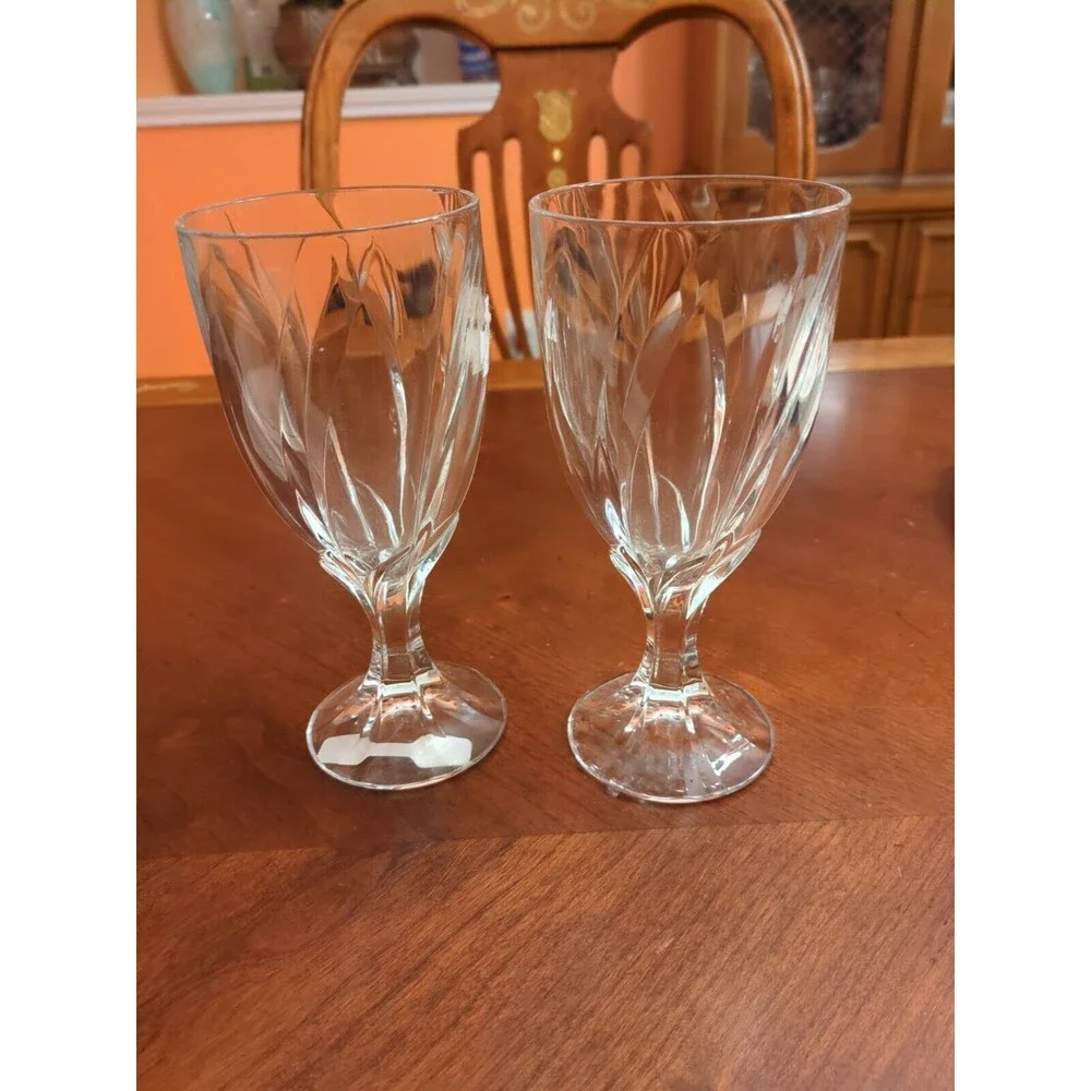 Mikasa Impression Swirl Optic Crystal Drinking Glasses Set 2 Glasses 7.5